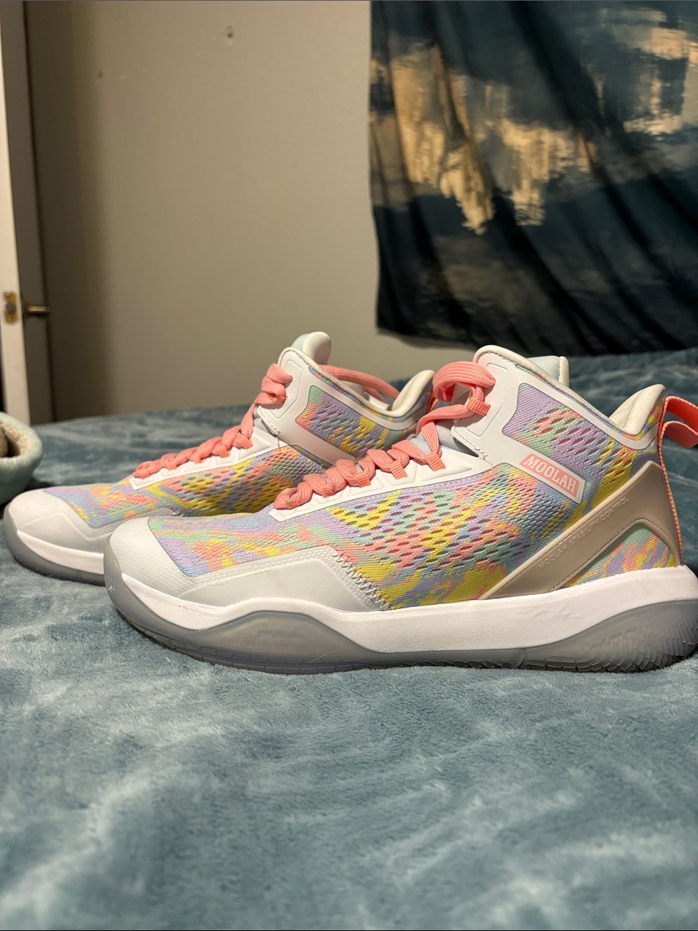 Women's Pastel Multicolor Sneakers with Pink Accents
